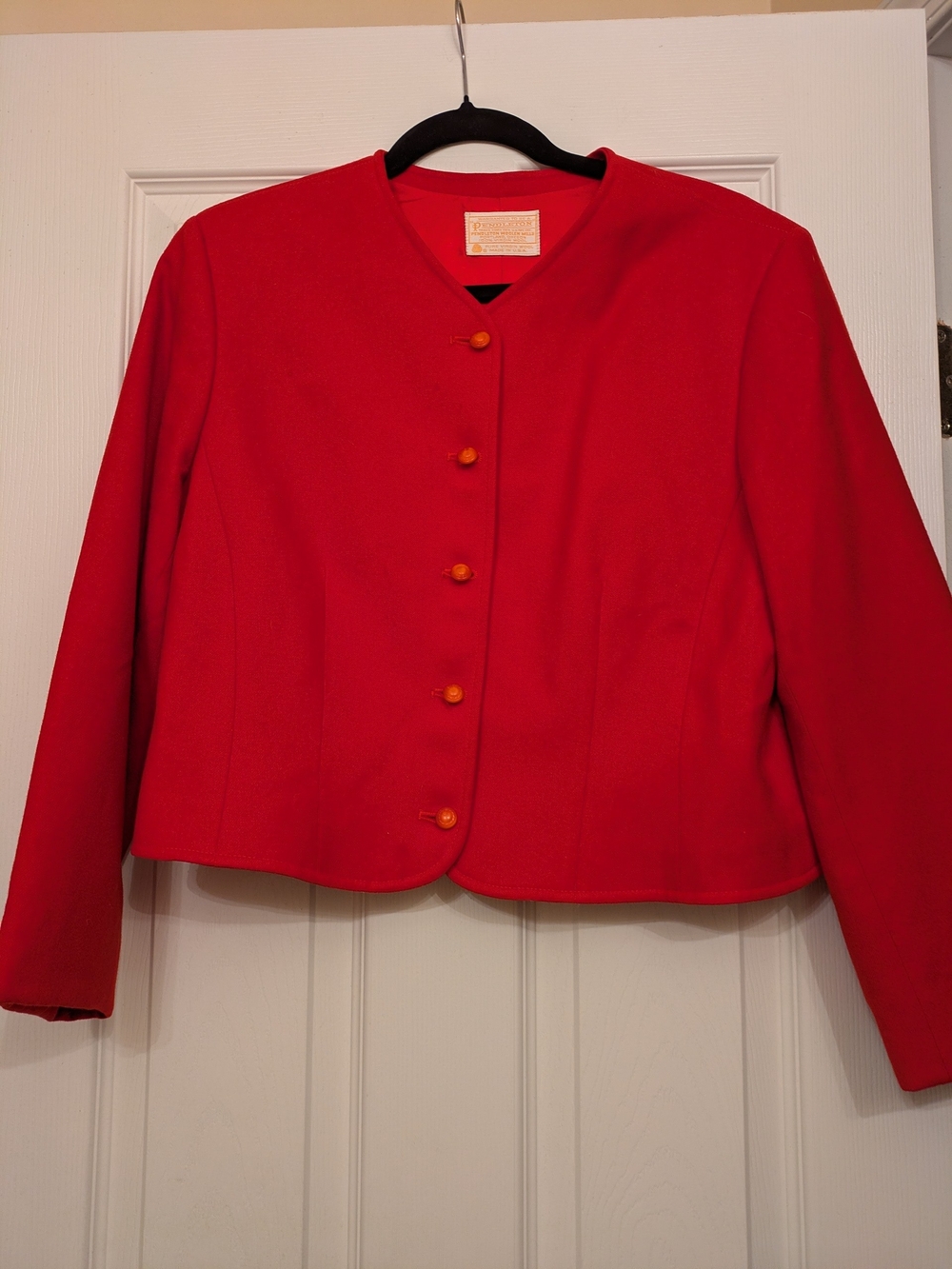 Vintage Pendleton Red Virgin Wool Jacket Blazer Made USA Women's 12